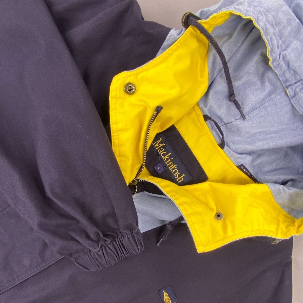 Mackintosh Windbreaker Jacket Mens Large‎ Navy Blue Color Block Hooded Gorpcore